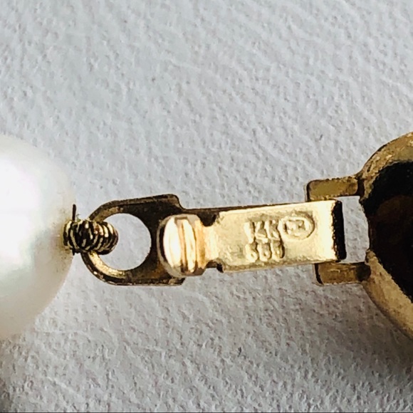 Vintage 14K Gold Ruby Heart Gem Insert Pearl Bracelet - Picture 3 of 8